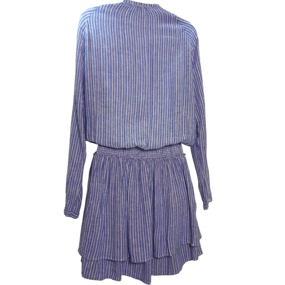 Rails Striped Summer Linen Dress Tiered Ruffle Skirt Sz Medium - Picture 7 of 12
